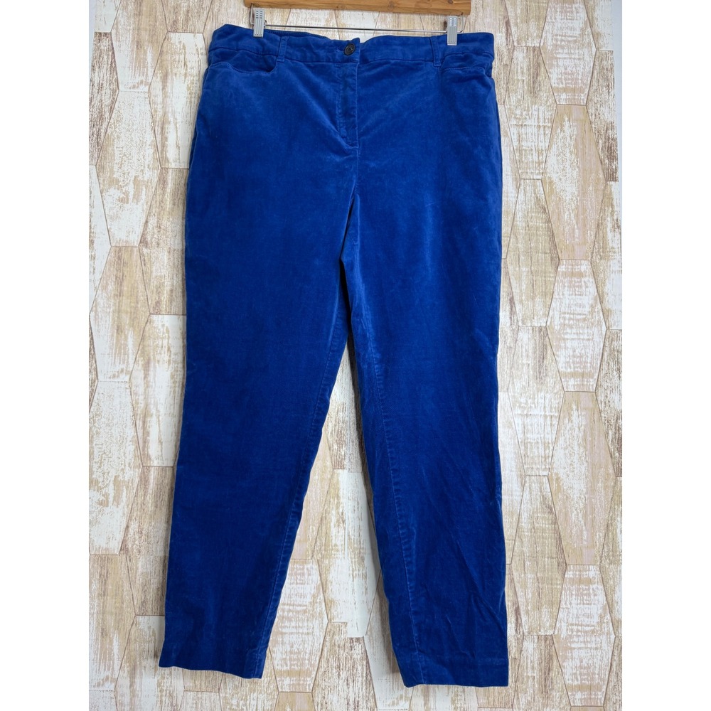 LOFT The Sutton Skinny Curvy Velvet Pants Size 18 Royal Blue Cotton Blend